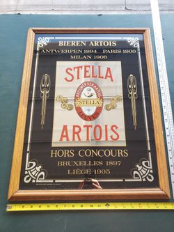 Stella Artois Beer Mirror Sign Pub Decor Art Framed