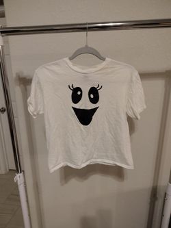 Halloween, white shirt, Ghost face, girls, size S