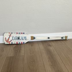 48” Wide Solid Wood Dream Paddle 4 Hook Wall Mounted Coat Rack Towel Rack