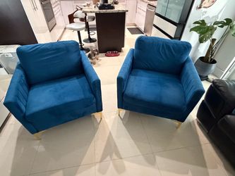 Velvet blue chair accent