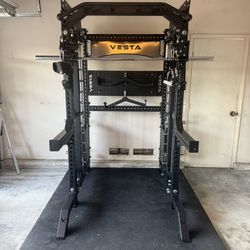 PRO SERIES Ultimate 3-1 Half Rack Functional Trainer w/Smith Machine Bar | 400lb Stack | Gym Equipment | Fitness | Commercial | Squat Rack 