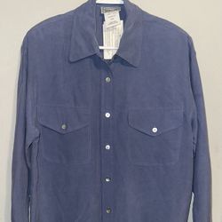 Blue Silk Button Down Shirt 