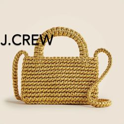 (NEW) WOMEN’S J.CREW PLATINO GOLD CADIZ PHONE CROCHET CROSSBODY BAG IN METALLIC