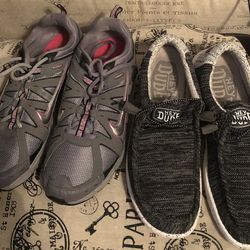 GC BLACK /WHITE HEY DUDES  SZ 9 SHOES/Sz 10 NIKE SNEAKERS