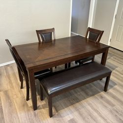Five Piece Dining Room Set Including Bench