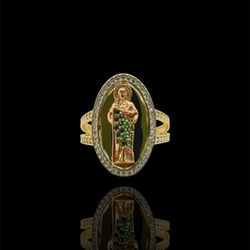 14K ANILLO DE SAN JUDAS TADEO CON PIEDRAS