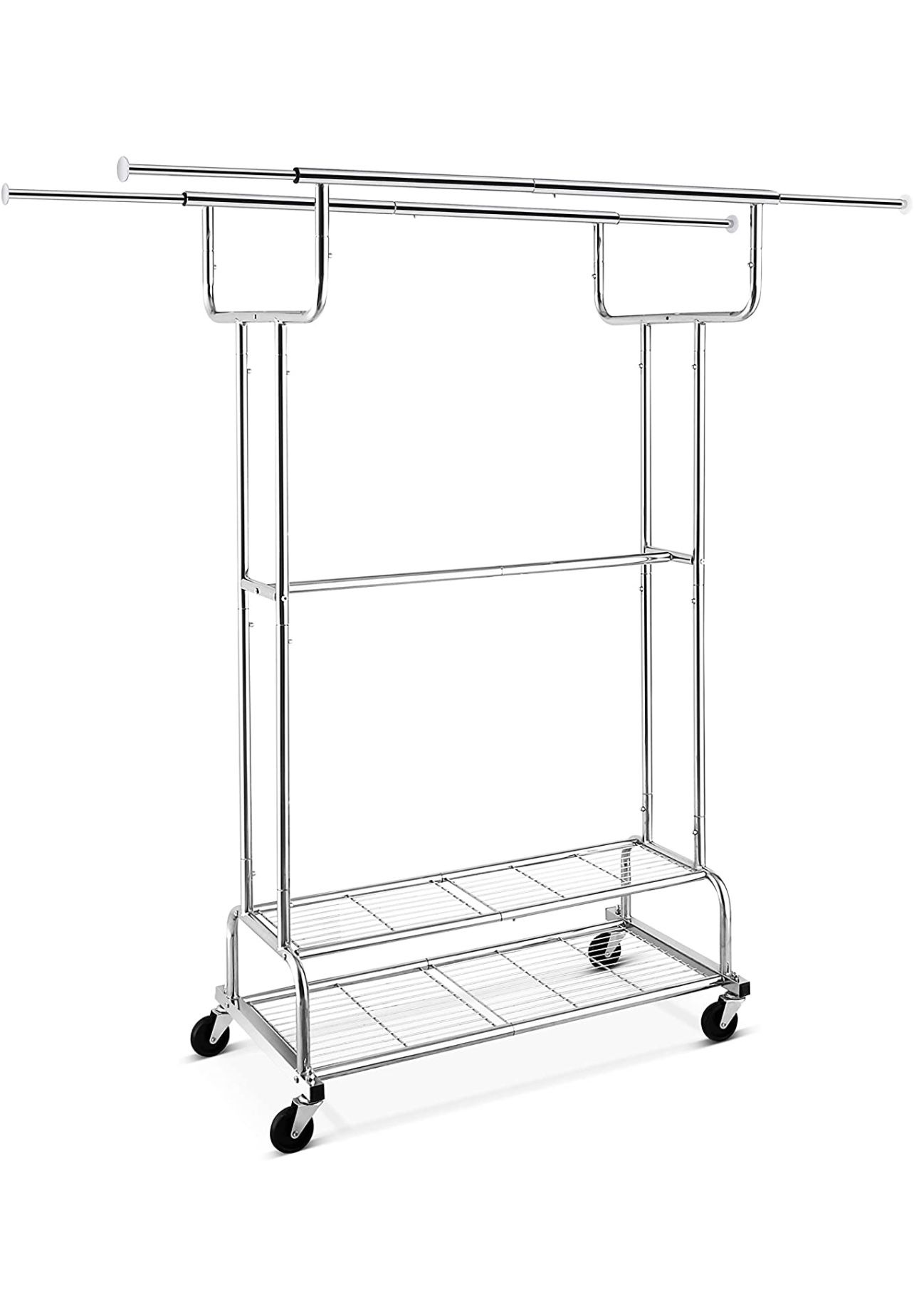 Double Rail Hanging Rolling Clothing Rack (Value $79)