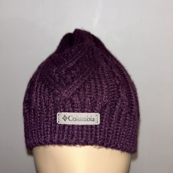 Columbia Adult Unisex Purple Cuffed Braided Knitted Winter Beanie Hat Cap Sz 0/S