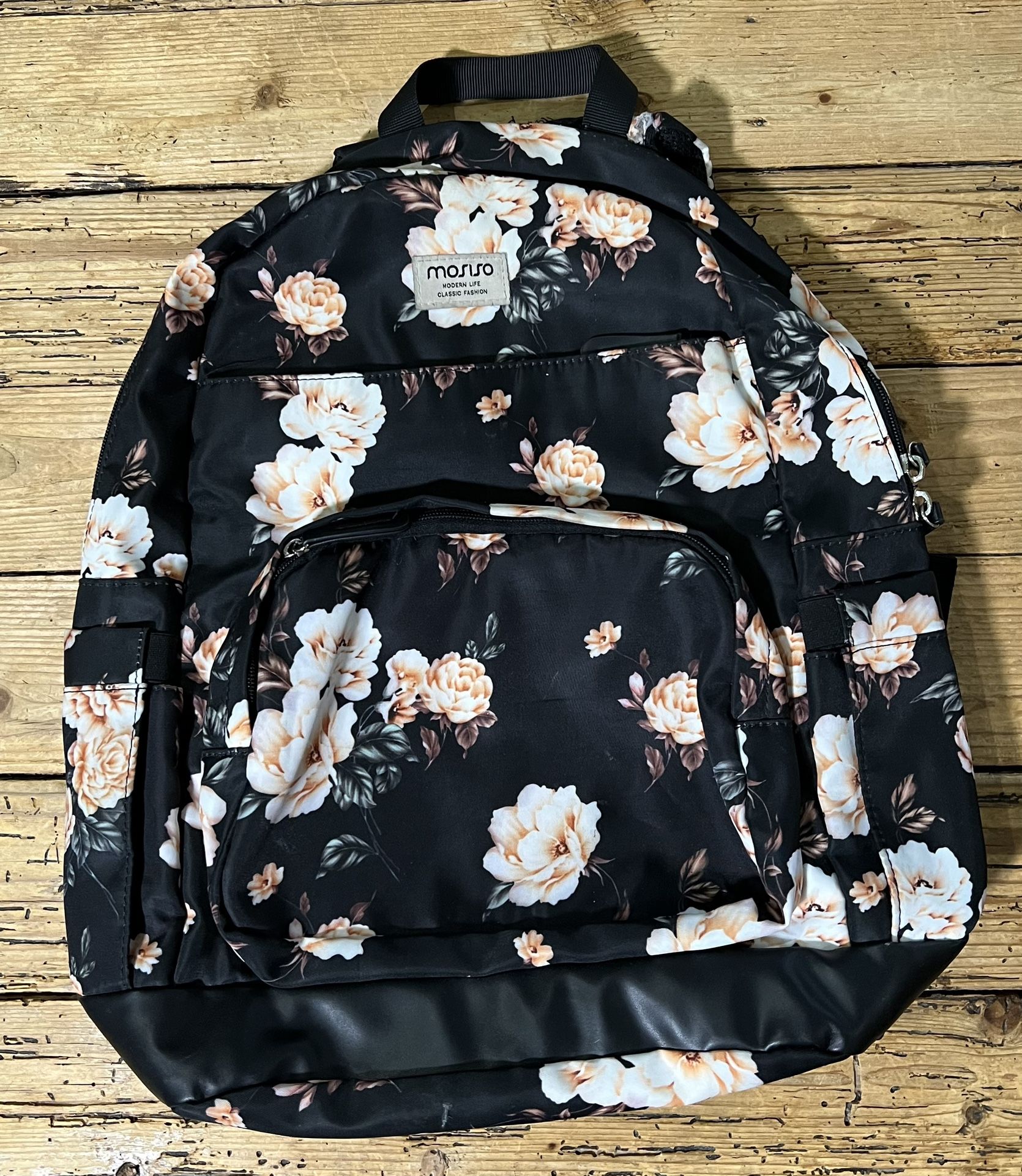 Mosiso “Black Camellia” 15.6/16in Laptop Backpack