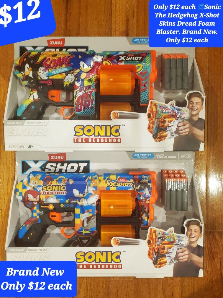 $12🌐Sonic The Hedgehog X-Shot Skins Dread Foam Blaster. Brand New. Only $12 each