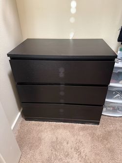 IKEA MALM 3-Drawer Chest, Black-Brown