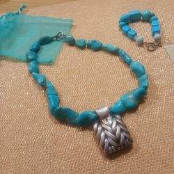 2 PC. Turquoise Silver Set