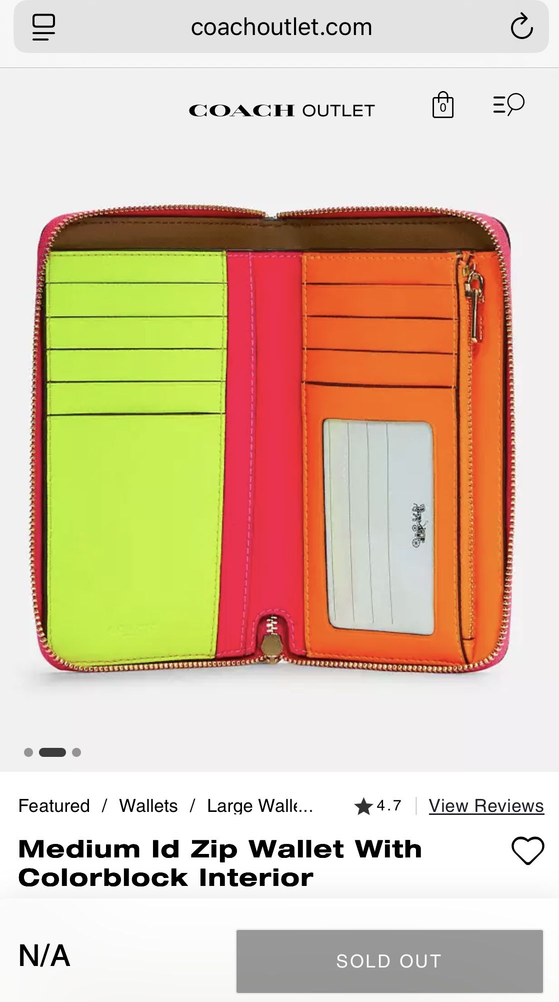 COACH Medium Id Zip Wallet With Colorblock Interior