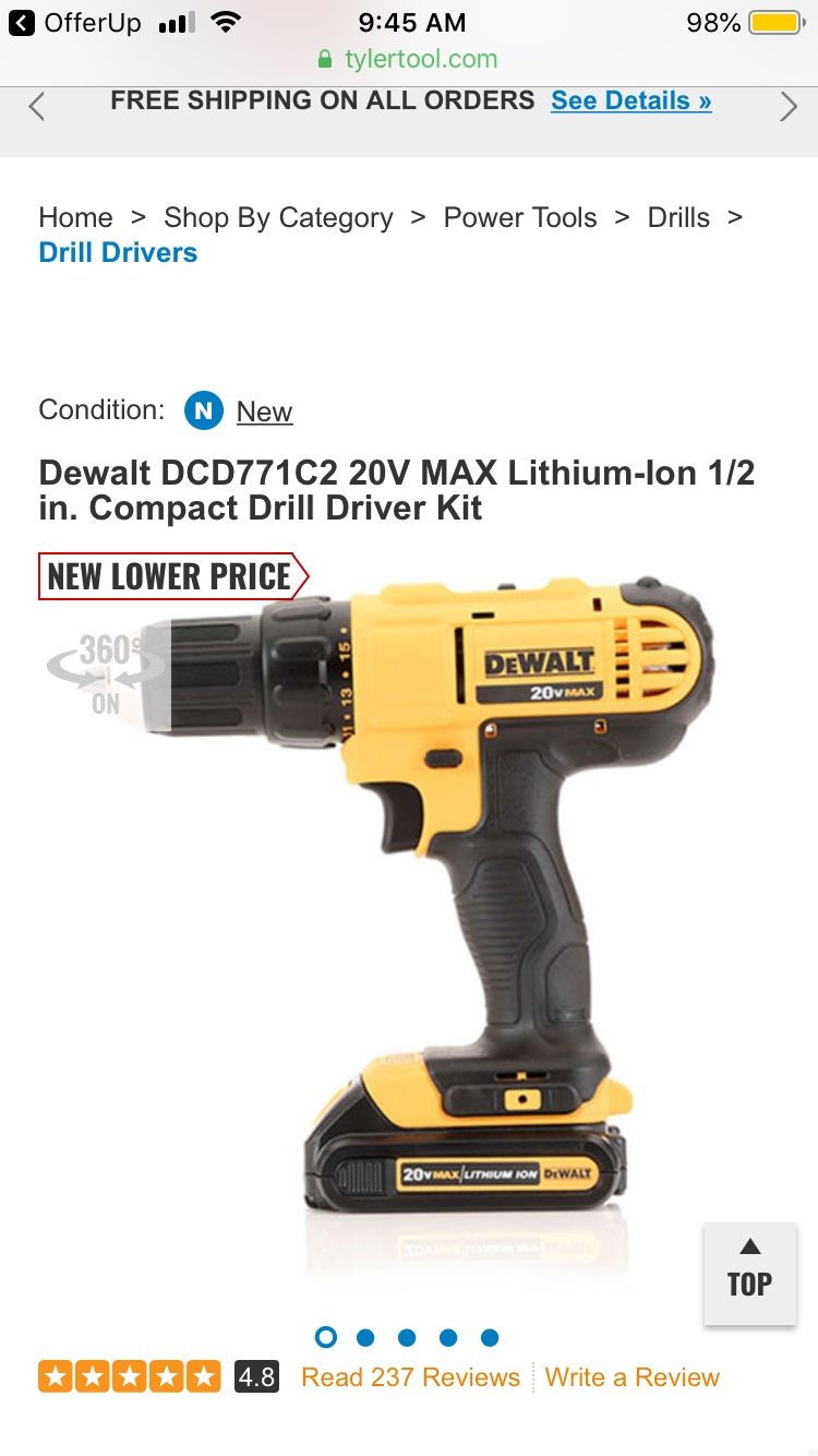 De Walt brushless drill. Brand NEW