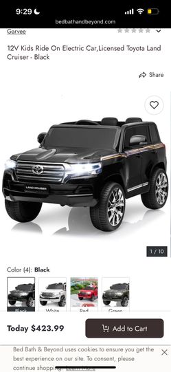 12V Kids Ride On Electric Car,Licensed Toyota Land Cruiser - Can Be Driven Or Use Remote Control 