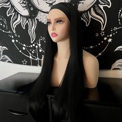 Black synthetic headband wig 26”length (Brand New)