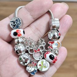 White Gold Charm Disney Bracelet 