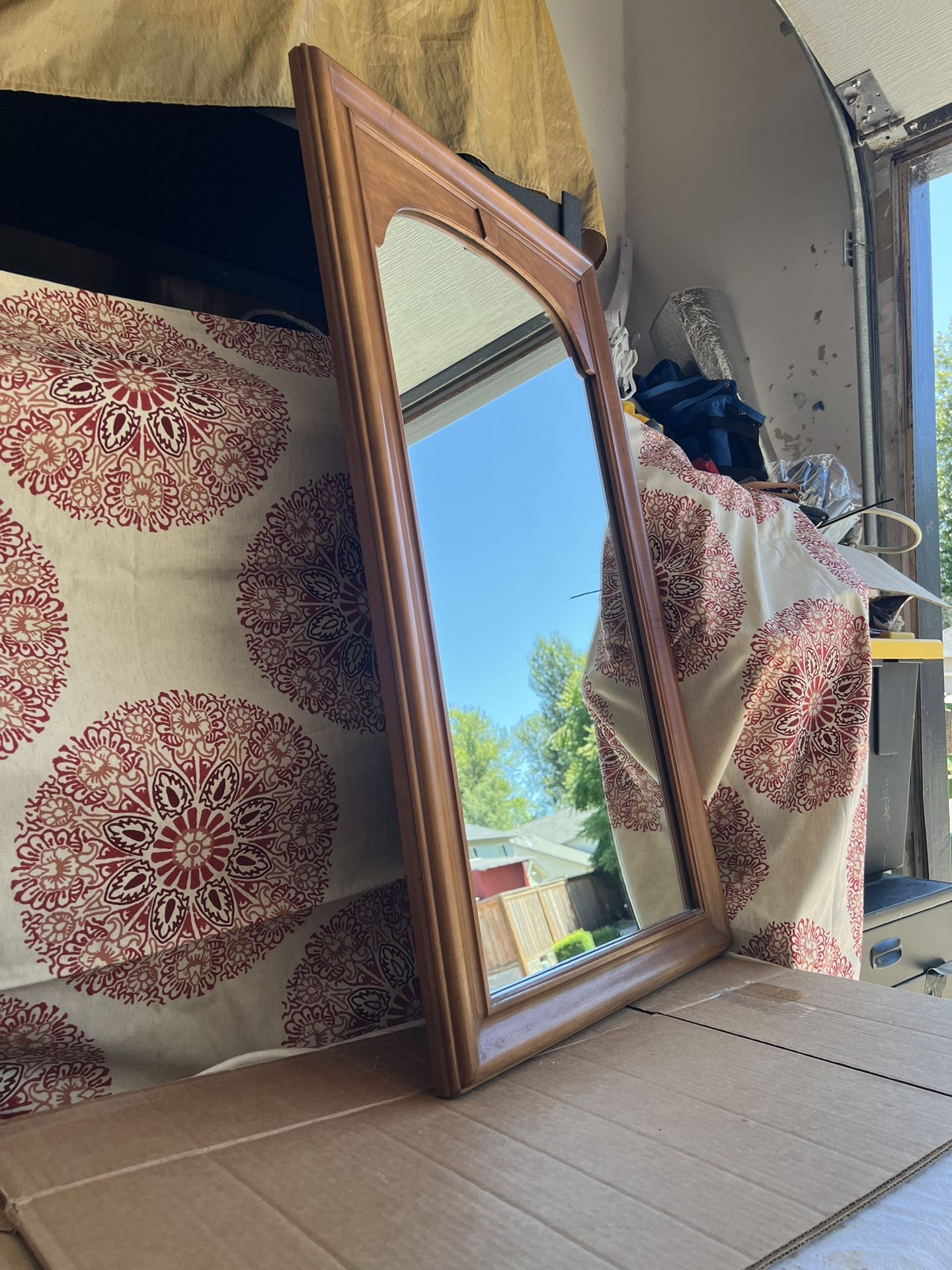 Vintage Solid Maple Wood Mirror 37’ X 22’ Inches