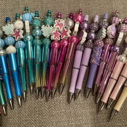 Blue Purple Gradient Underwater Mermaid Theme DIY Beaded Ballpoint Pens