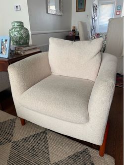 Studio McGee white boucle accent chairs (2)