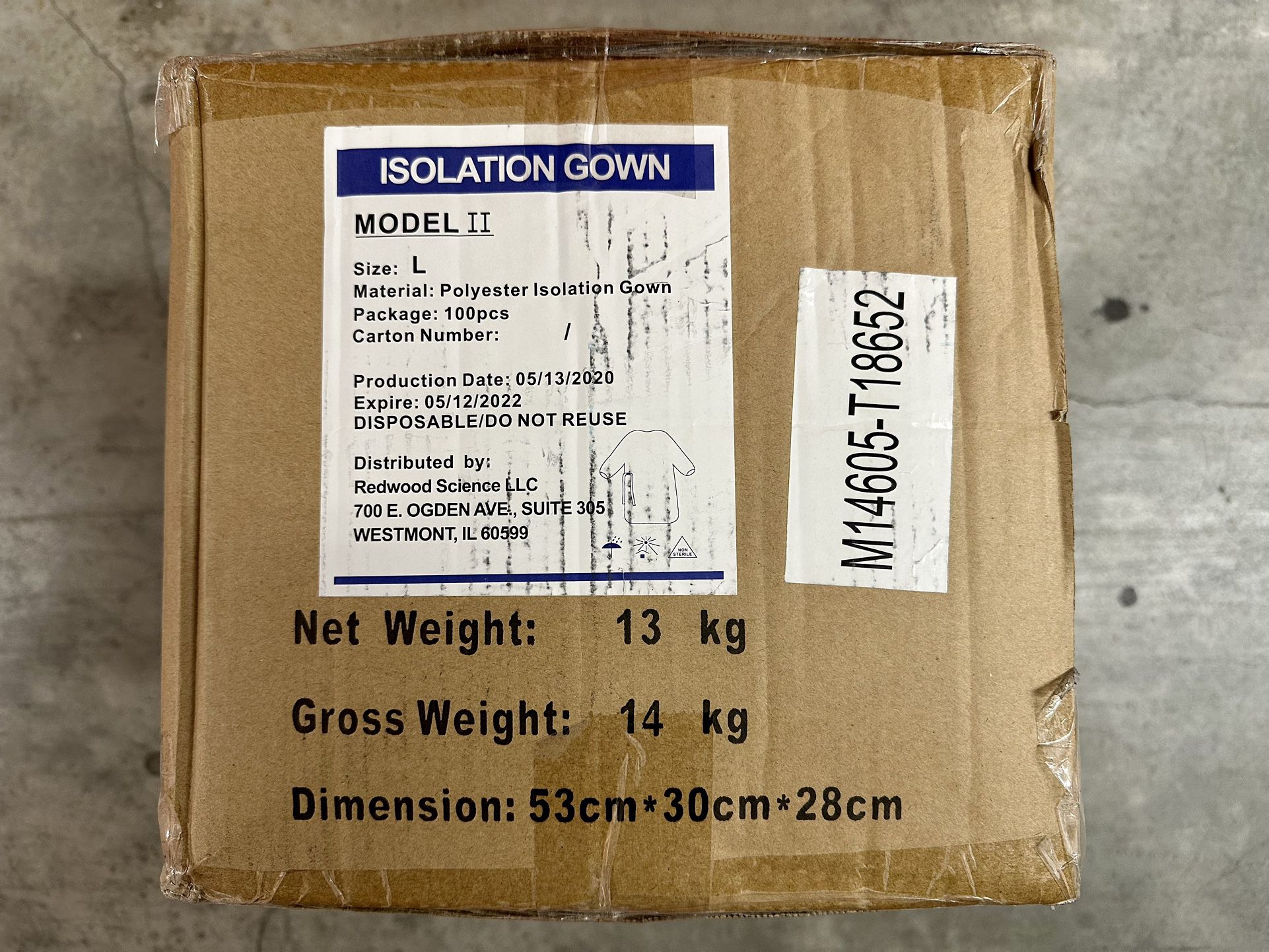 Fluid-Resistant Polyester Blue Isolation Gowns Level 2 - Unopened Box of 100 Size L