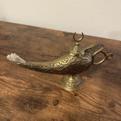 Handmade Brass Genie Lamp, Vintage Magic Lamp