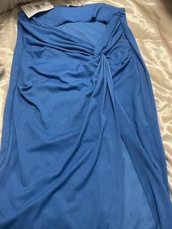 Blue skirt with slit