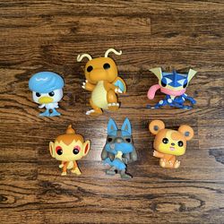 Pokemon Funko Pop! Bundle Lot Of 6 Dragonite Lucario Greninja Chimchar Quaxly