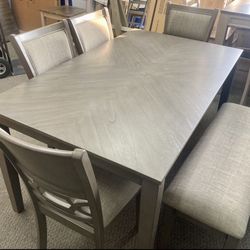 NEW 6 Piece Gray Dining Set