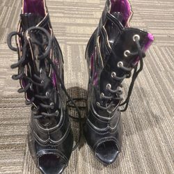 Black Leather High Heels