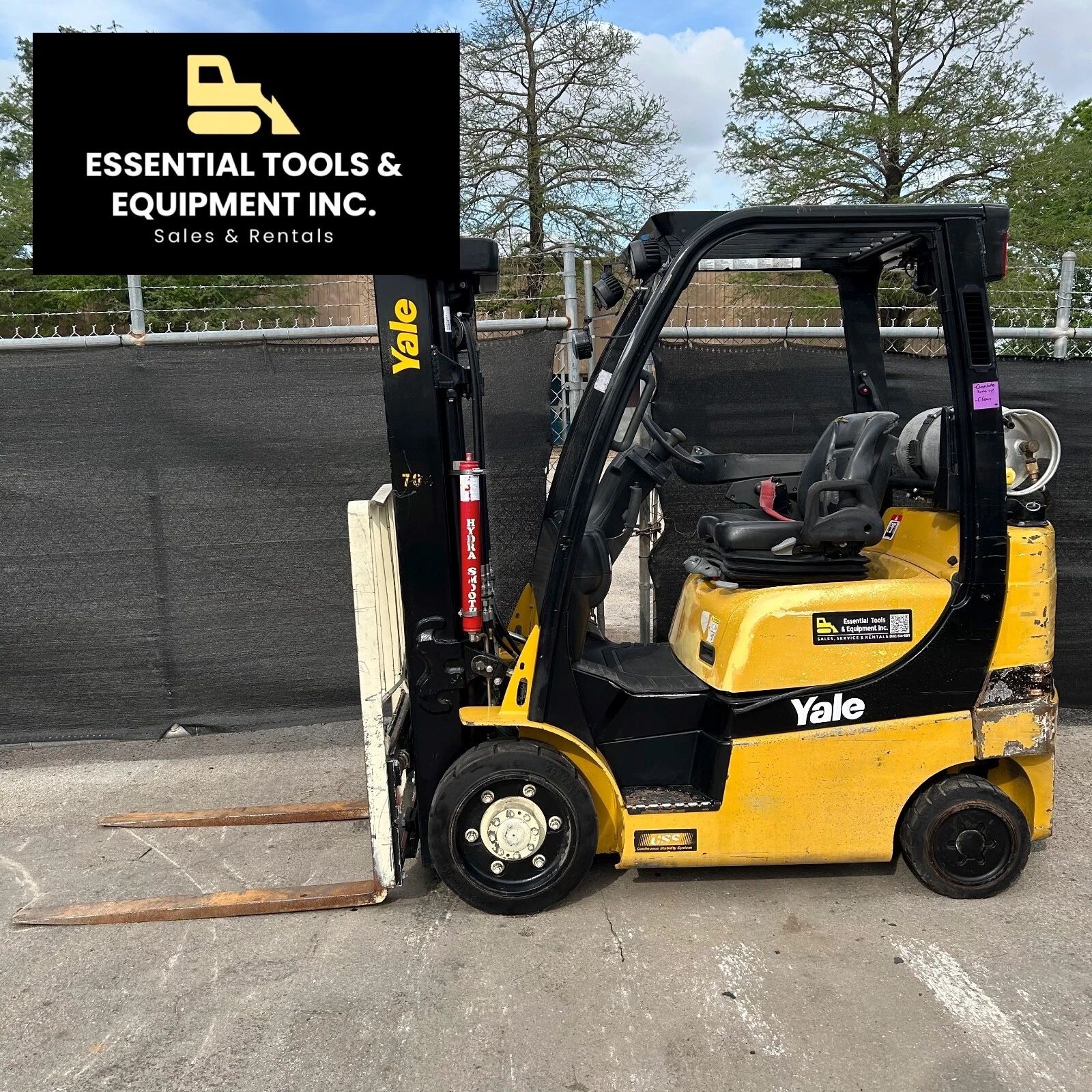 2017 Yale 5,000lb 3-Stage LPG Propane Forklift GLC050VX Cushion Forklift 13,307H