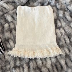 luxxell cream fringe crochet festival skirt 
