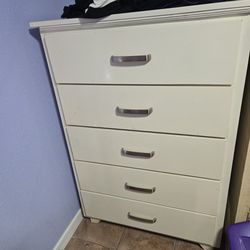 🎁White color tall chest/5 drawer- solid wood 36” x 20.5” x 52”🎁