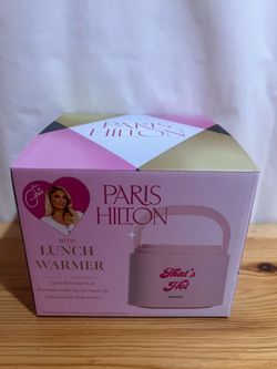 Paris Hilton Electric Lunch Warmer, 20-Ounce Stainless Steel Portable Food Container With Sealing Lid, Removable 2.5-Cup Inner Dish, “That’s Hot” Fron
