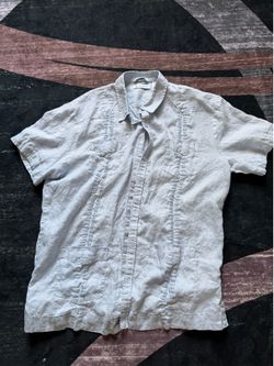 Cubavera XL 100% Linen Guayabera shirt light blue