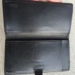 🖤 Vintage COACH Black Leather Checkbook Cover / Wallet Insert – 6.5”