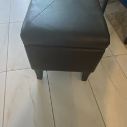 Faux Brown LeatherStorage Bin/ottoman