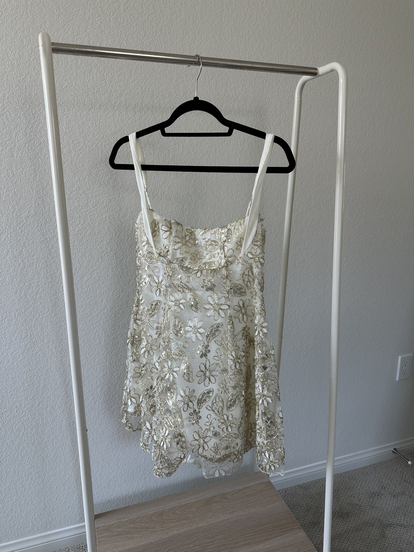 White And Gold Sequin Dress