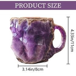 Mineral Crystal Coffee Mugs, Purple Natural 3D Mineral Rock Coffee Mugs With Handle for Milk Tea Hot Chocolate Home Office