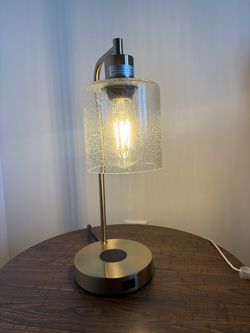 Wireless Charging Industrial Table Lamps Gold 3-Way Touch Control Dimmable Desk Lamp with USB Ports