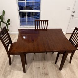 Wooden Dining Table with 3 Chairs