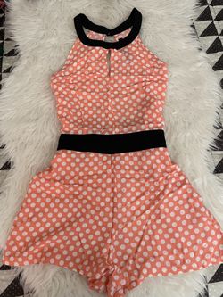 Polka Dot Halter Romper size L
