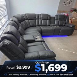 Brand new leather sectional| shop now pay later $39 Down