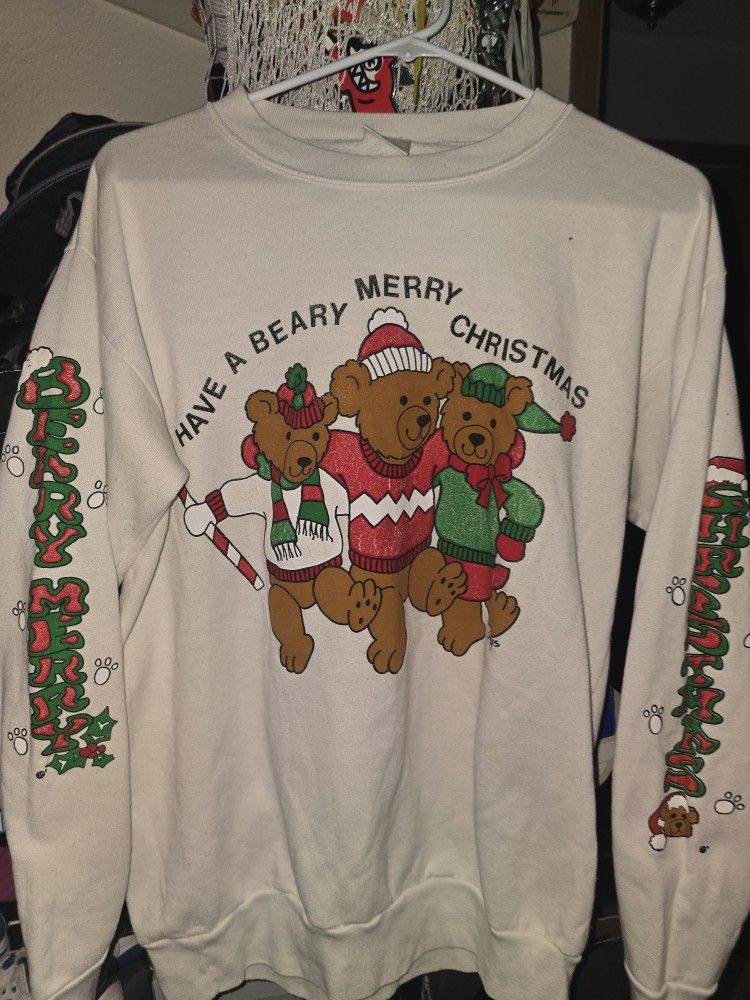 Vintage Dancing Bear Christmas Sweatshirt - Large