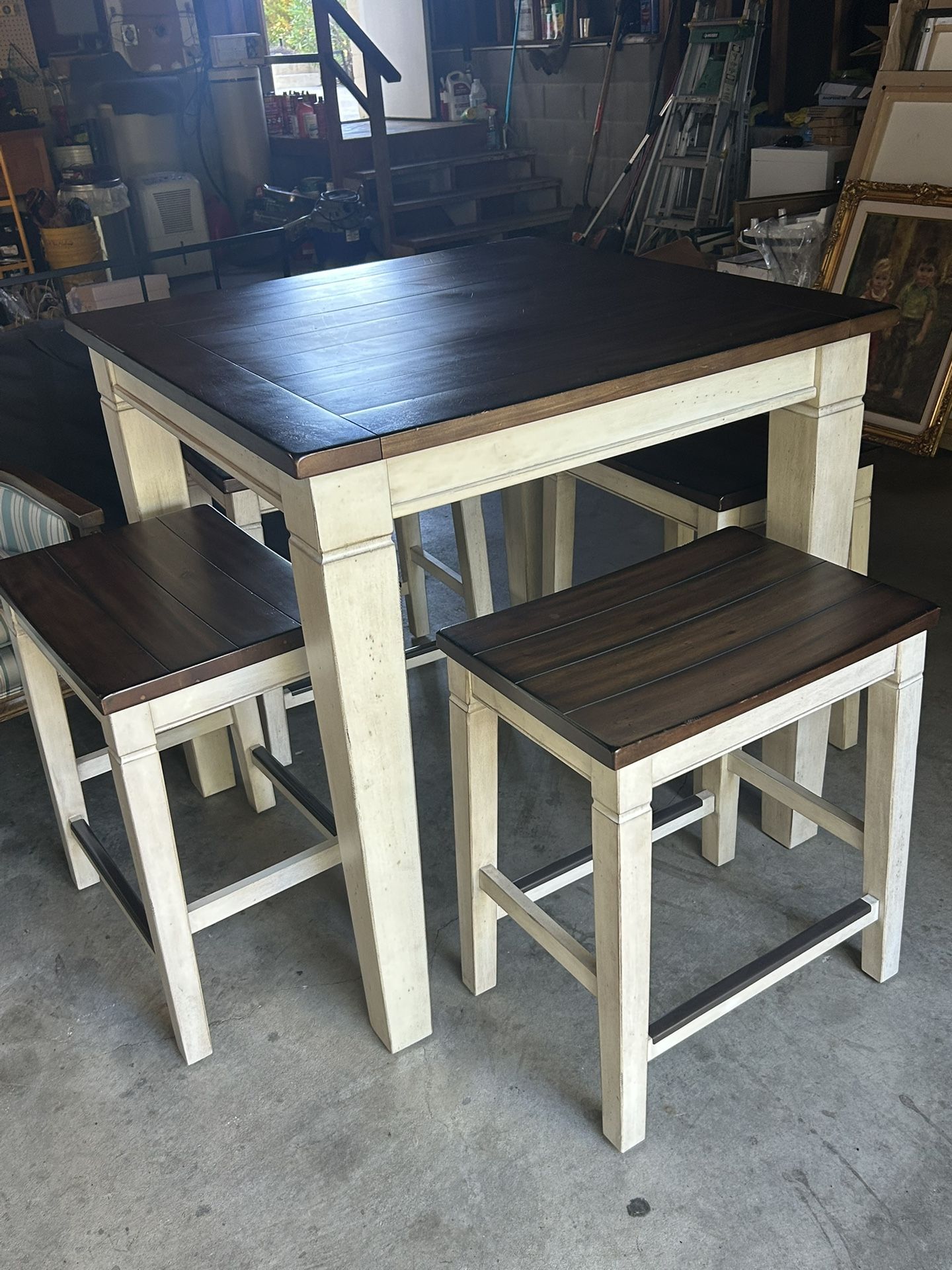 High Top Table With 4 Stools