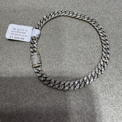 10k Iced Out Cuban Bracelet Tennis Bracelet 5.5 Carat Diamonds 