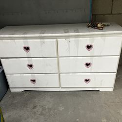 Cutesy White Dresser w/ Heart Handles
