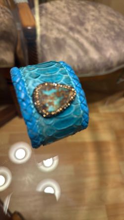 Braslet turquoise with leather and stone