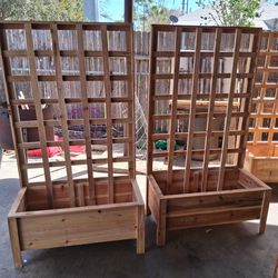 Planters Boxes with trellis 37Lx16WX16 H TRELLIS ITS 36X49 $150 each  box depth 11 inches