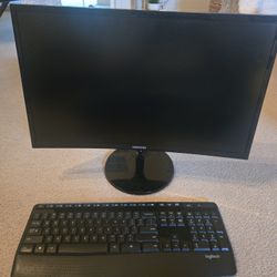 Samsung 24" LED curved monitor with keyboard